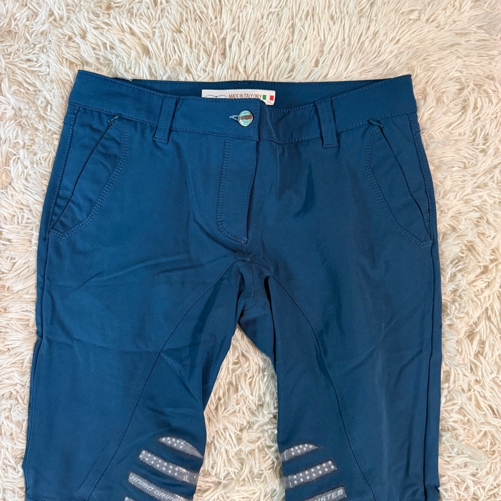 Women’s Size IT42 Blue Animo Knee Patch Horseback Riding Breeches. Good Cond. - Picture 3 of 7